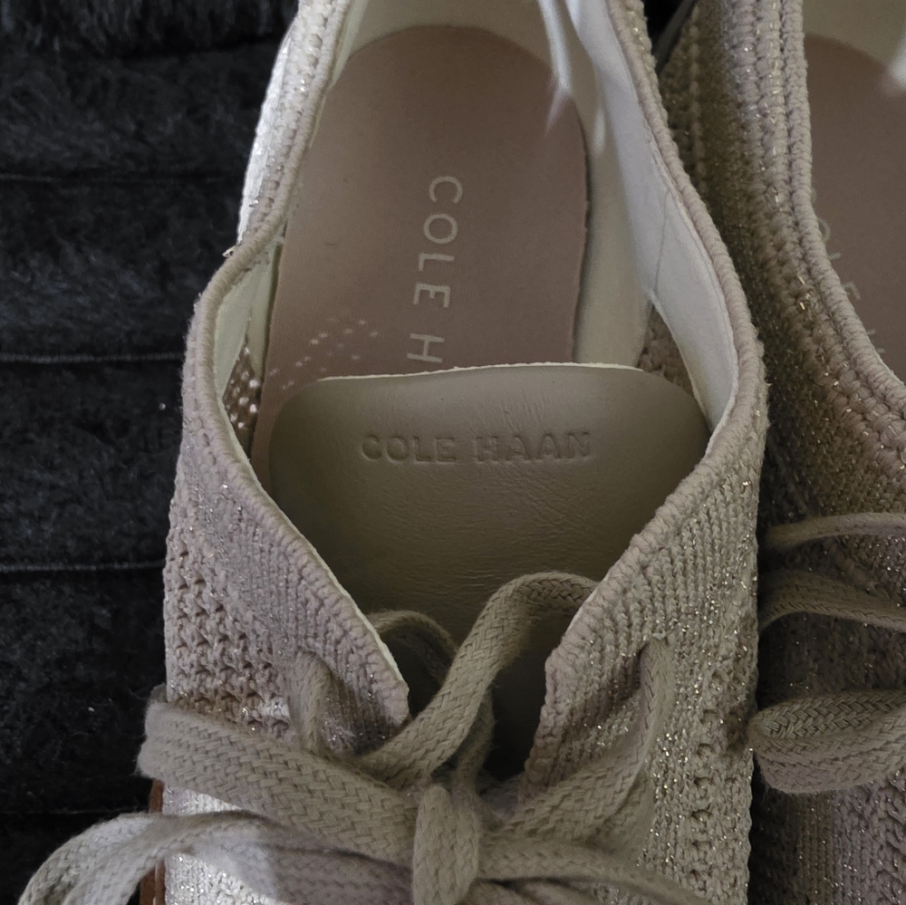 Cole Haan Cream Sneakers with Breathable Knit Design - Picture 5 of 6